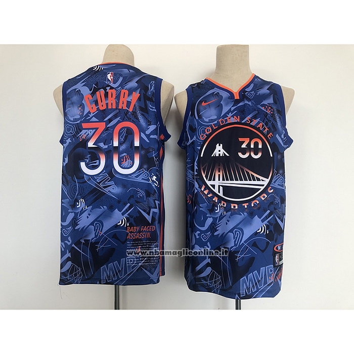 Maglia Golden State Warriors Stephen Curry #30 MVP Blu